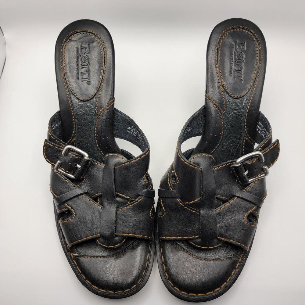 Born Boho Wedge Heel Shoes Womens 9 Slip On Open Toe Casual Comfort Buttery Soft